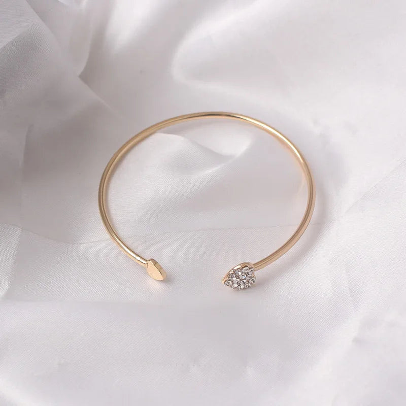 Charm Bracelet Bangles Bijoux Fashion Love With Heart-Shaped Crystal Bracelet Double Opening Accessories Wholesales