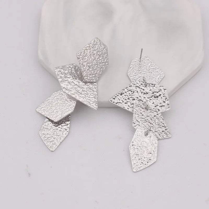 Big Exaggerated Metal Geometric Dangle Earrings For Women Irregular Multi-layer Texture Earrings Jewelry Fashion Accessories