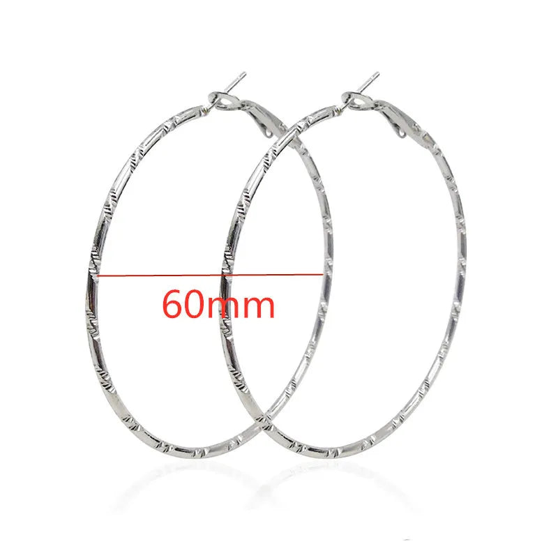 Fashion Large Hoop Earrings 40mm 60mm 80mm Big Smooth Circle Earrings Round Brincos Loop Earrings for Women Jewelry Party Gifts