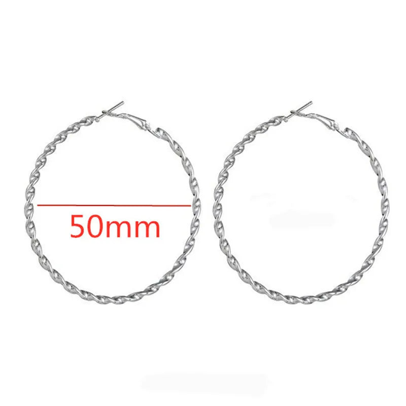 Fashion Large Hoop Earrings 40mm 60mm 80mm Big Smooth Circle Earrings Round Brincos Loop Earrings for Women Jewelry Party Gifts