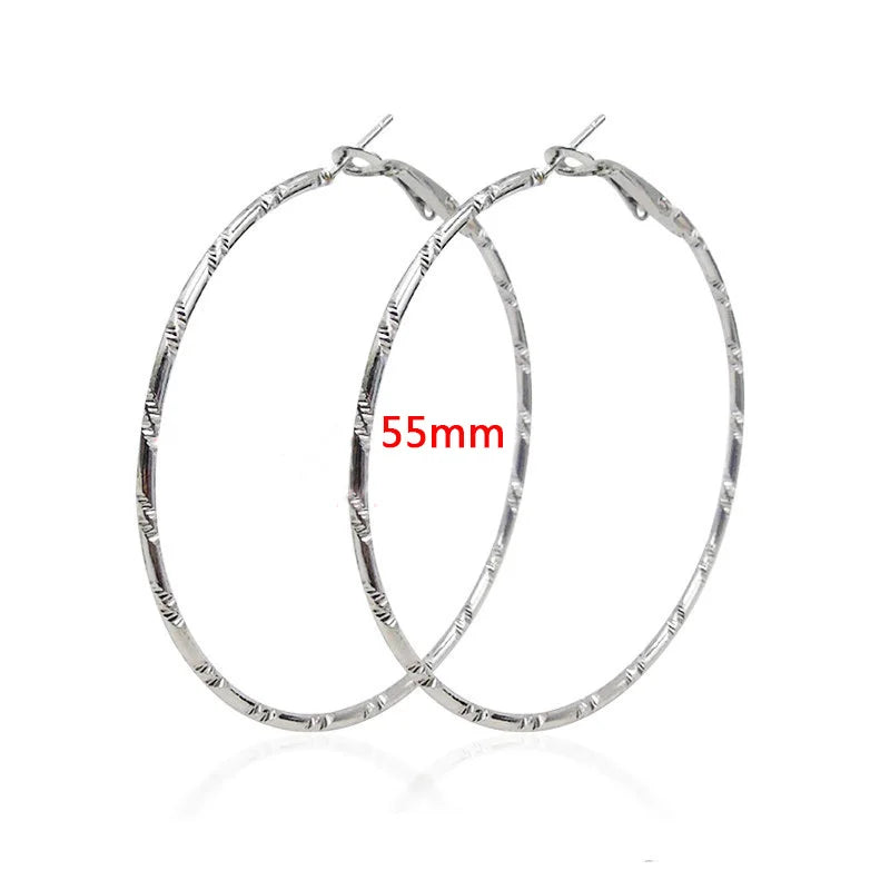 Fashion Large Hoop Earrings 40mm 60mm 80mm Big Smooth Circle Earrings Round Brincos Loop Earrings for Women Jewelry Party Gifts