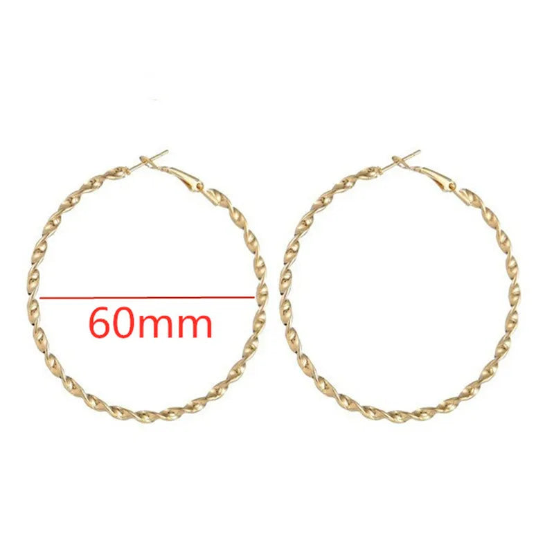 Fashion Large Hoop Earrings 40mm 60mm 80mm Big Smooth Circle Earrings Round Brincos Loop Earrings for Women Jewelry Party Gifts