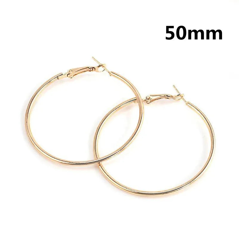 Fashion Large Hoop Earrings 40mm 60mm 80mm Big Smooth Circle Earrings Round Brincos Loop Earrings for Women Jewelry Party Gifts