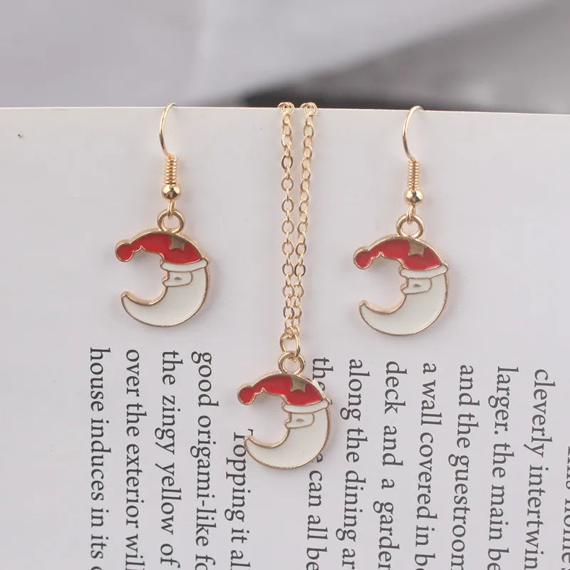 Christmas Pendants Necklaces Earrings Set Socks Tree Drop Earrings for Women brincos e colares Fashion Jewelry 2024 New Year