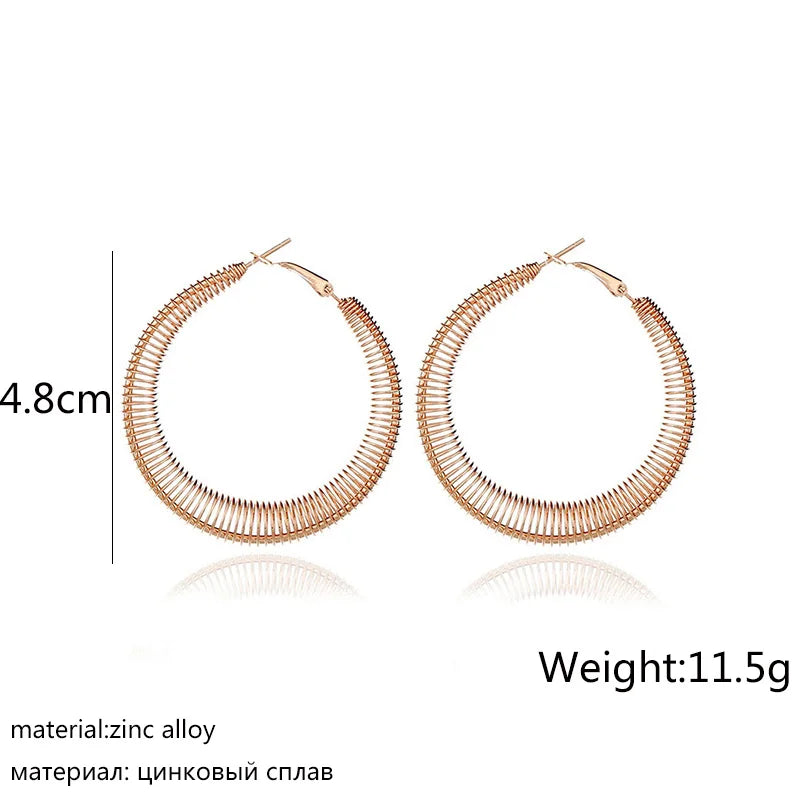 Exaggerated Women Hoop Earrings Spring Shape Earrings for Ladies Unique Design Punk Unusual Earrings boucle oreille femme