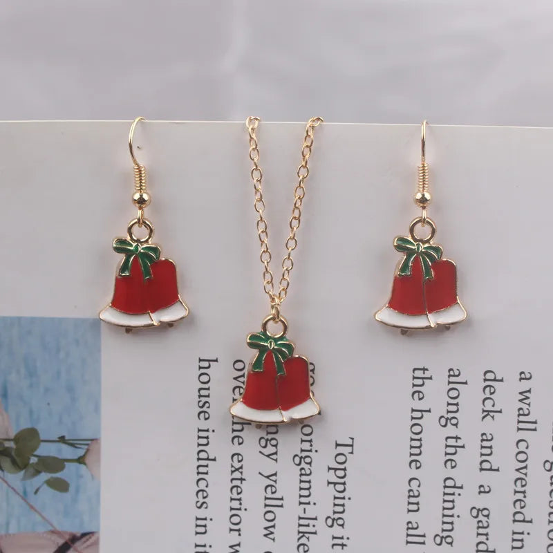 Christmas Pendants Necklaces Earrings Set Socks Tree Drop Earrings for Women brincos e colares Fashion Jewelry 2024 New Year