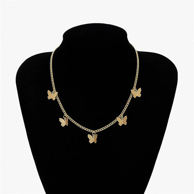 New Butterfly Pendants Neckalces for Women  Short Chain Mini Butterflies Drop Boehemian Sexy Neck Accessories Fashion Jewerly