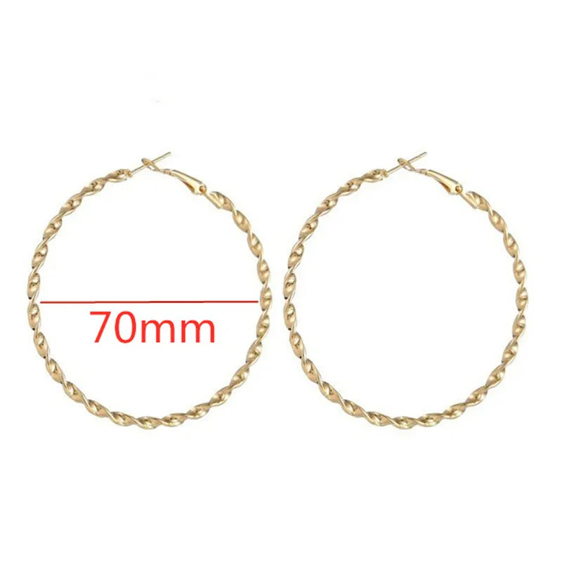 Fashion Large Hoop Earrings 40mm 60mm 80mm Big Smooth Circle Earrings Round Brincos Loop Earrings for Women Jewelry Party Gifts