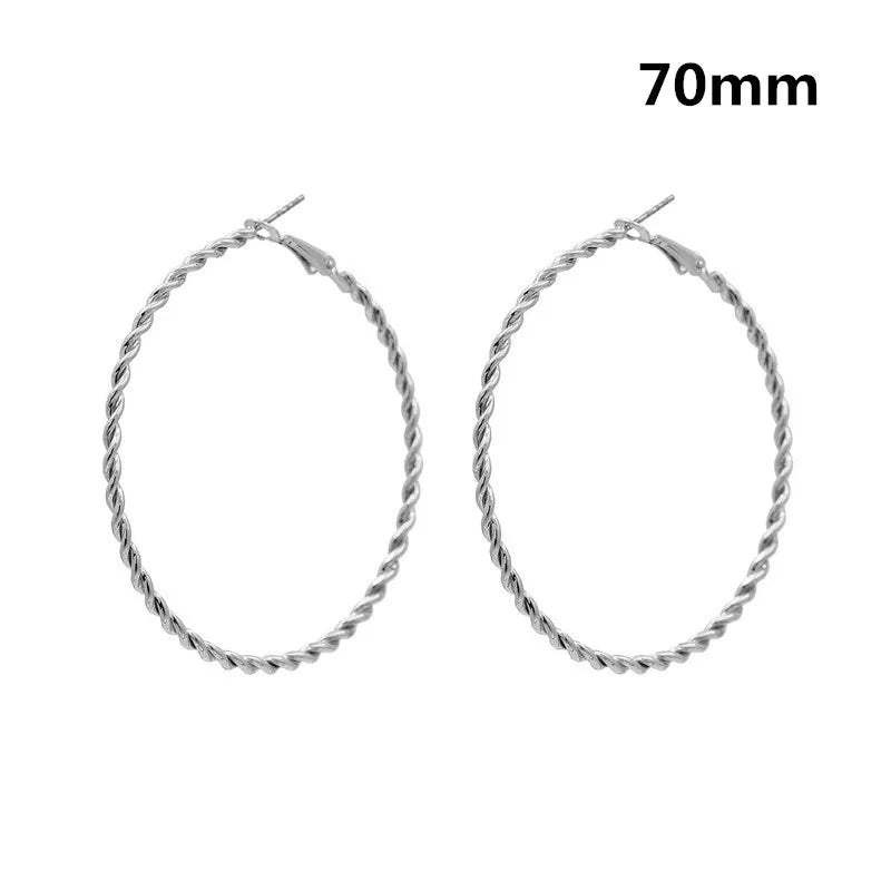 New Hoop Earrings 40mm 60mm 70mm Big Smooth Circle Earrings Basketball Brincos Loop Earrings for Women Jewelry Oorbellen