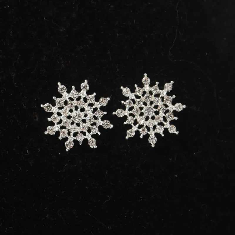 Hot Fashion Brincos Girls Earing Bijoux Sliver-color Snowflake Stud Earrings For Women Wedding Jewelry Earings Wholesale