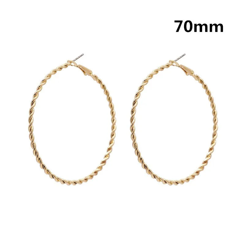 Fashion Large Hoop Earrings 40mm 60mm 80mm Big Smooth Circle Earrings Round Brincos Loop Earrings for Women Jewelry Party Gifts