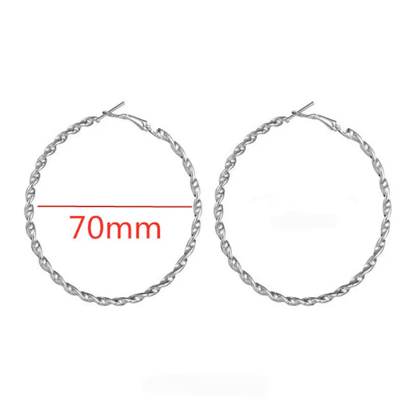 Fashion Large Hoop Earrings 40mm 60mm 80mm Big Smooth Circle Earrings Round Brincos Loop Earrings for Women Jewelry Party Gifts