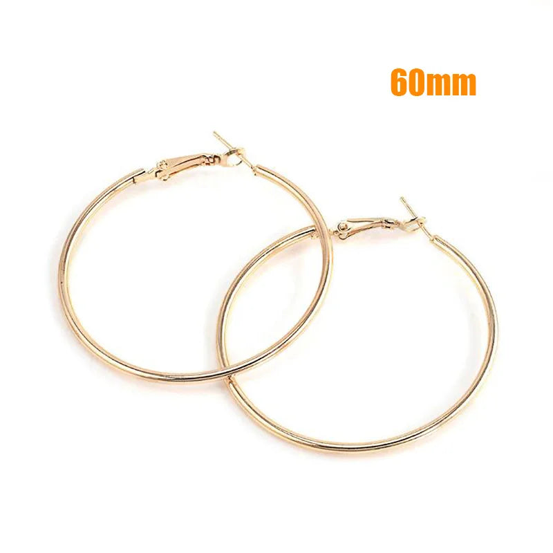Fashion Large Hoop Earrings 40mm 60mm 80mm Big Smooth Circle Earrings Round Brincos Loop Earrings for Women Jewelry Party Gifts