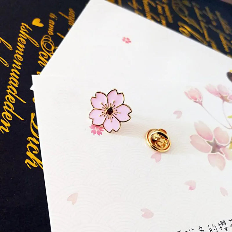 2025 new Sweet Cherry Blossom Brooch Enamel Pin Flower Collar Pin Badges Brooches Clothing Bags Accessories Female Women Jewelry