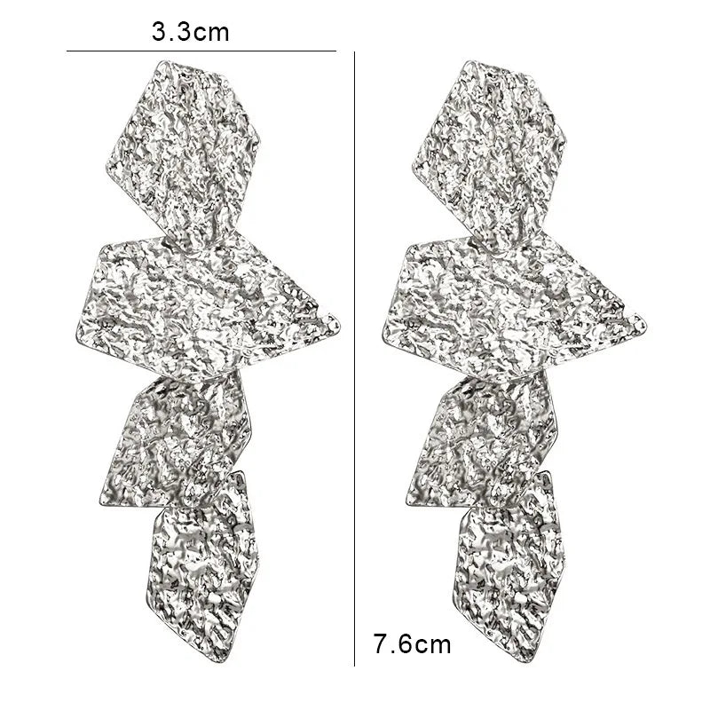 Big Exaggerated Metal Geometric Dangle Earrings For Women Irregular Multi-layer Texture Earrings Jewelry Fashion Accessories