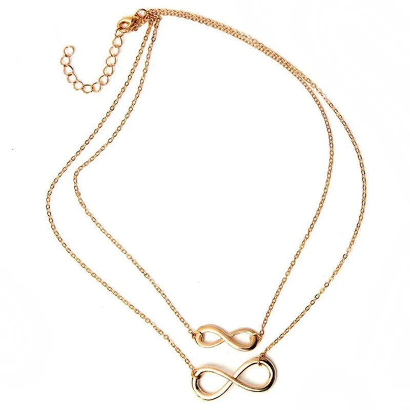 New Gros Collier Femme Multi Layer Necklace Chain Bisuteria Mujer Double Infinity Necklaces Pendants Fashion Neck Jewelry