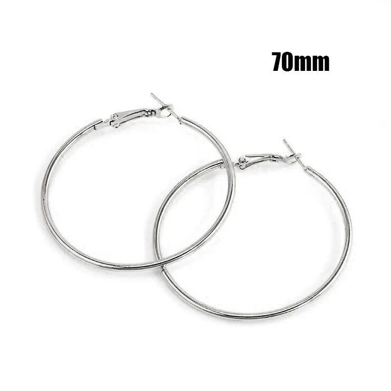 New Hoop Earrings 40mm 60mm 70mm Big Smooth Circle Earrings Basketball Brincos Loop Earrings for Women Jewelry Oorbellen