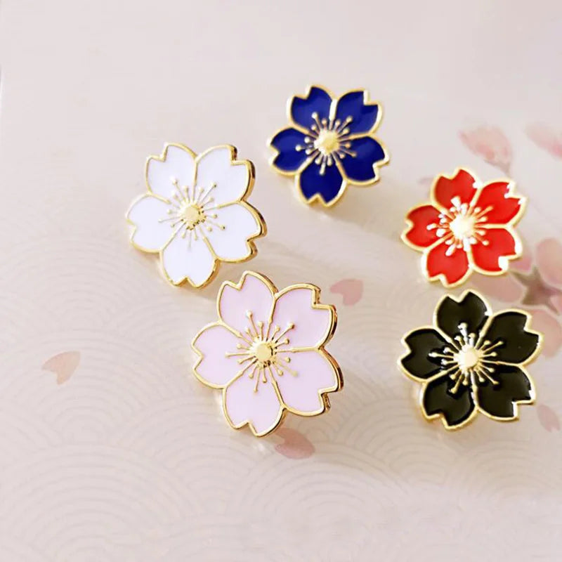 2025 new Sweet Cherry Blossom Brooch Enamel Pin Flower Collar Pin Badges Brooches Clothing Bags Accessories Female Women Jewelry