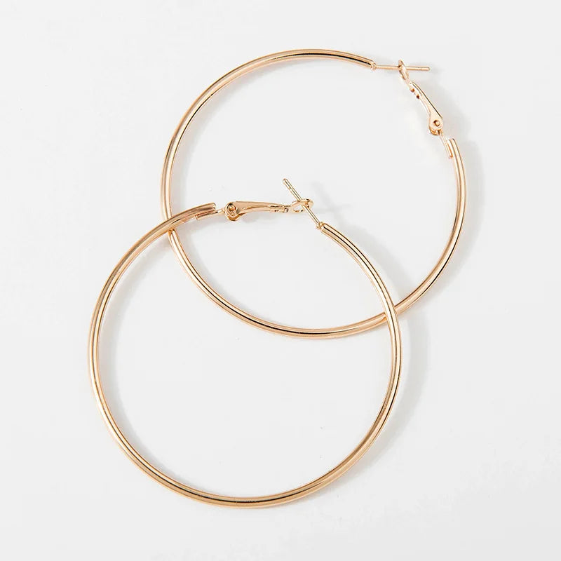 Fashion Large Hoop Earrings 40mm 60mm 80mm Big Smooth Circle Earrings Round Brincos Loop Earrings for Women Jewelry Party Gifts