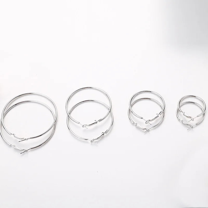 New Hoop Earrings 40mm 60mm 70mm Big Smooth Circle Earrings Basketball Brincos Loop Earrings for Women Jewelry Oorbellen