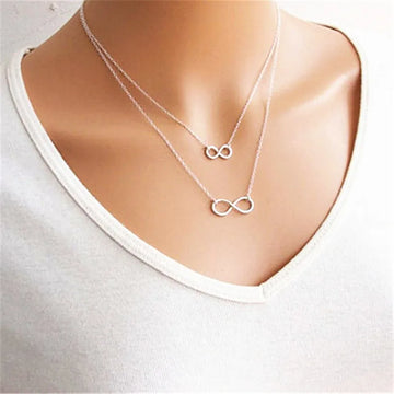 New Gros Collier Femme Multi Layer Necklace Chain Bisuteria Mujer Double Infinity Necklaces Pendants Fashion Neck Jewelry