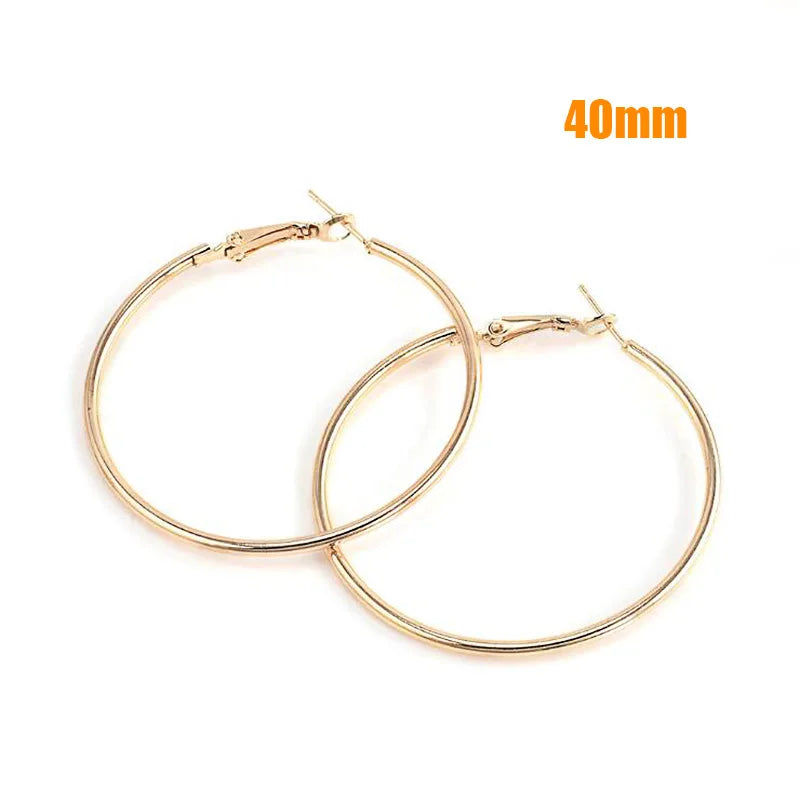 New Hoop Earrings 40mm 60mm 70mm Big Smooth Circle Earrings Basketball Brincos Loop Earrings for Women Jewelry Oorbellen