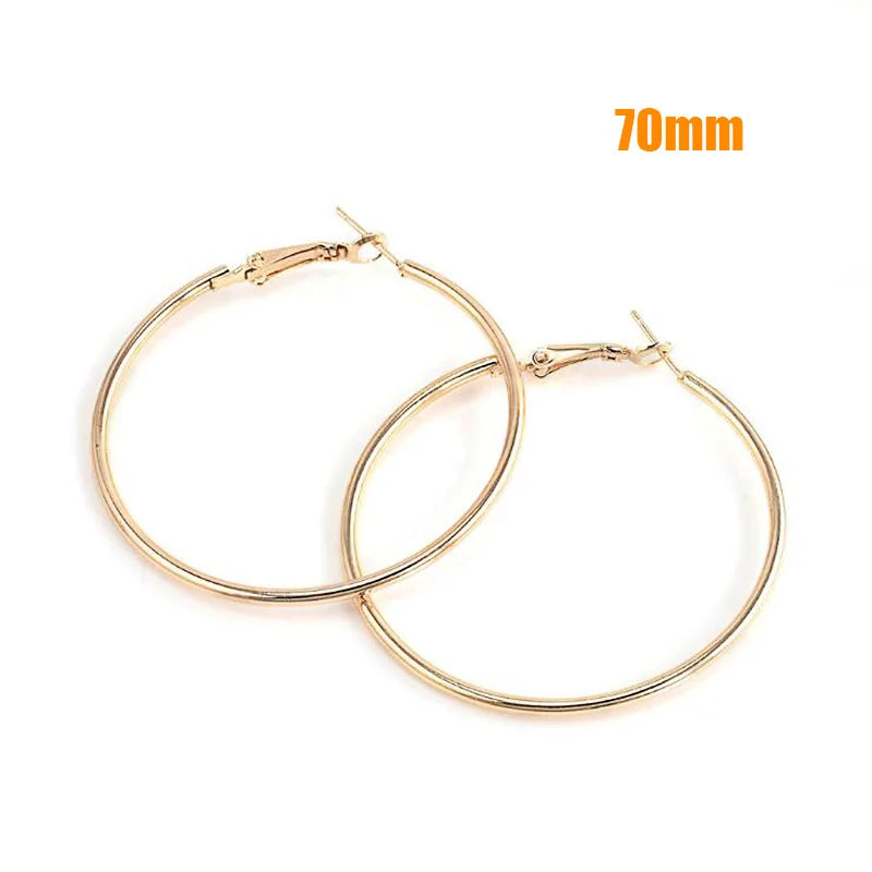 Fashion Large Hoop Earrings 40mm 60mm 80mm Big Smooth Circle Earrings Round Brincos Loop Earrings for Women Jewelry Party Gifts