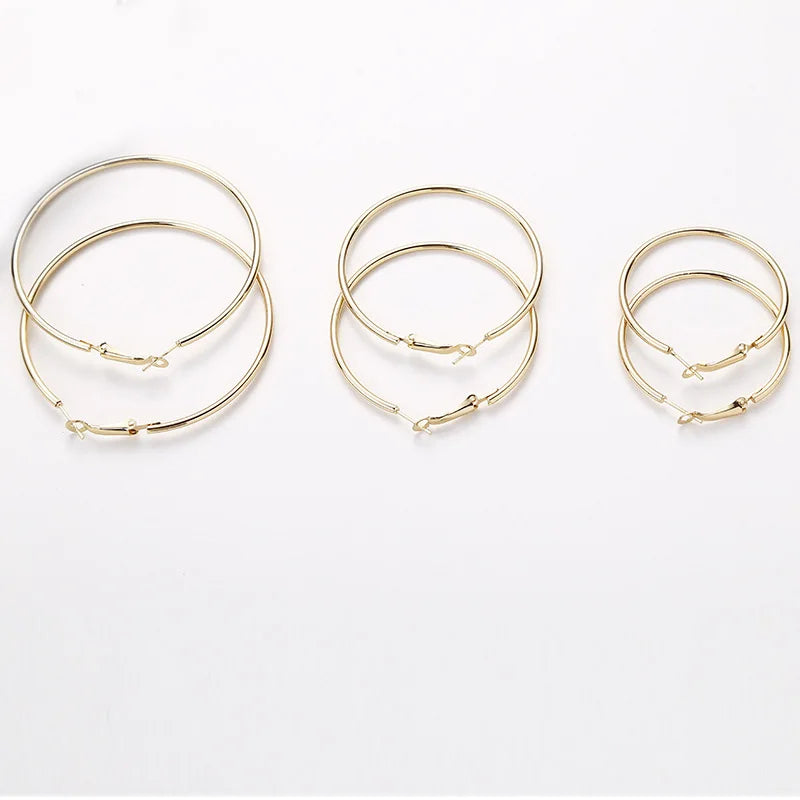 New Hoop Earrings 40mm 60mm 70mm Big Smooth Circle Earrings Basketball Brincos Loop Earrings for Women Jewelry Oorbellen