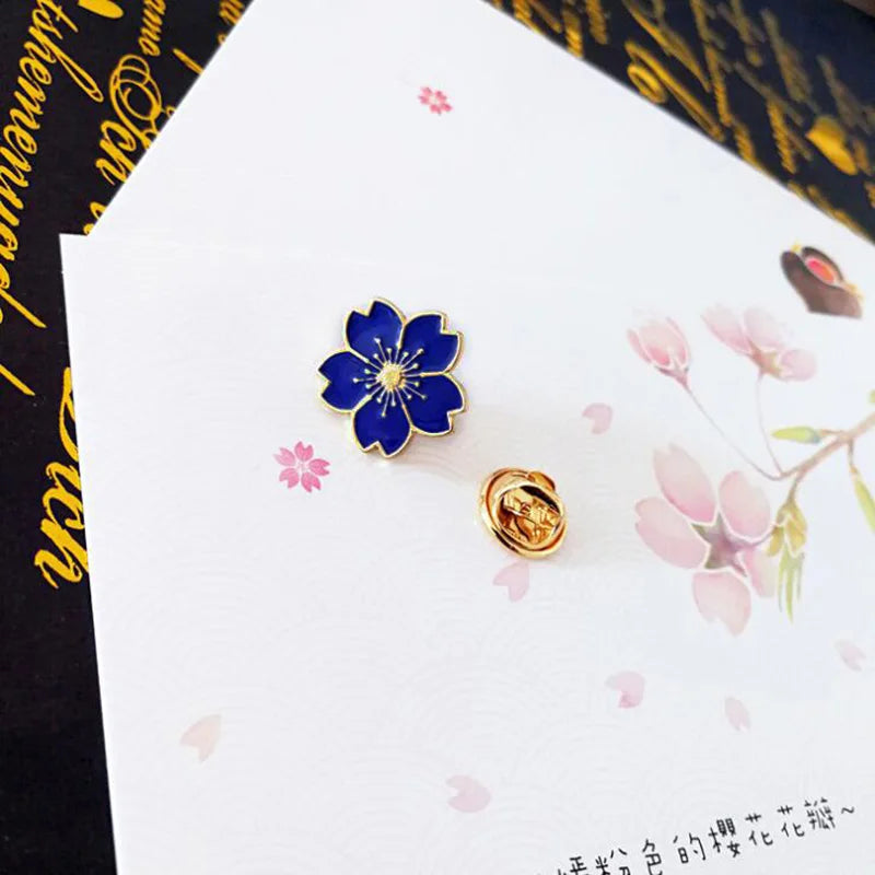 2025 new Sweet Cherry Blossom Brooch Enamel Pin Flower Collar Pin Badges Brooches Clothing Bags Accessories Female Women Jewelry