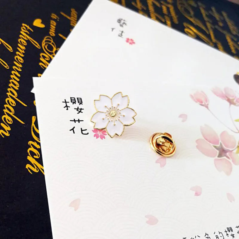 2025 new Sweet Cherry Blossom Brooch Enamel Pin Flower Collar Pin Badges Brooches Clothing Bags Accessories Female Women Jewelry
