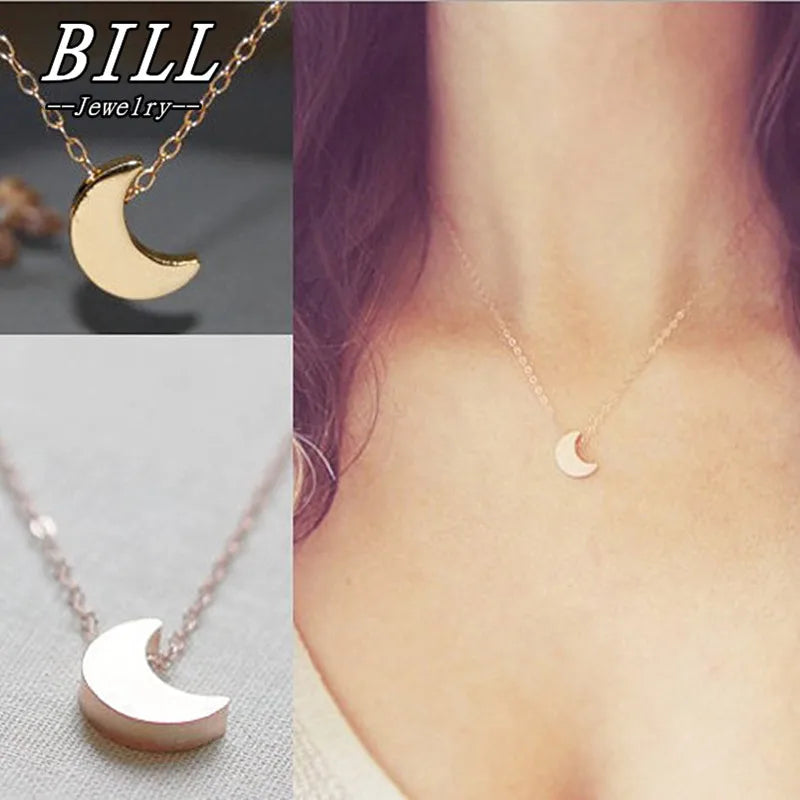 New Rescent Moon Pendant Clavicle Necklace Minimalist Women Fashion Collares Summer Everyday Jewelry Collares Bijoux
