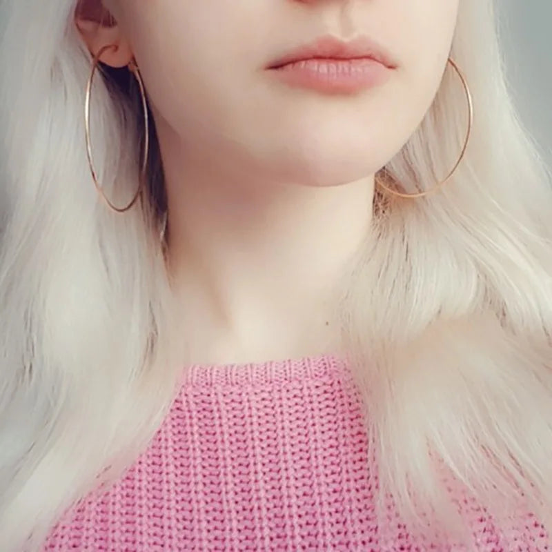 New Hoop Earrings 40mm 60mm 70mm Big Smooth Circle Earrings Basketball Brincos Loop Earrings for Women Jewelry Oorbellen