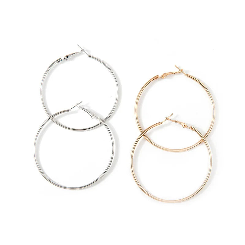 Fashion Large Hoop Earrings 40mm 60mm 80mm Big Smooth Circle Earrings Round Brincos Loop Earrings for Women Jewelry Party Gifts