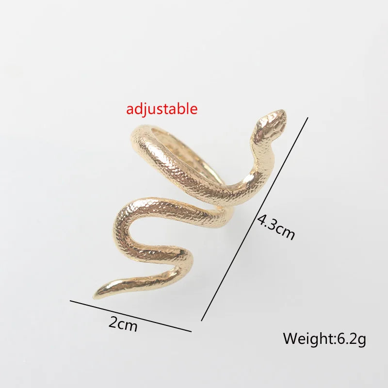 Curved Snake Open Rings for Women Gold Color Personality Female Adjustable Rings anillos mujer Vintage Finger Accessories