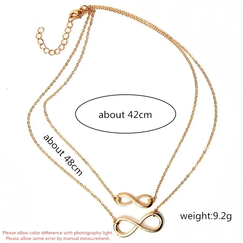 New Gros Collier Femme Multi Layer Necklace Chain Bisuteria Mujer Double Infinity Necklaces Pendants Fashion Neck Jewelry