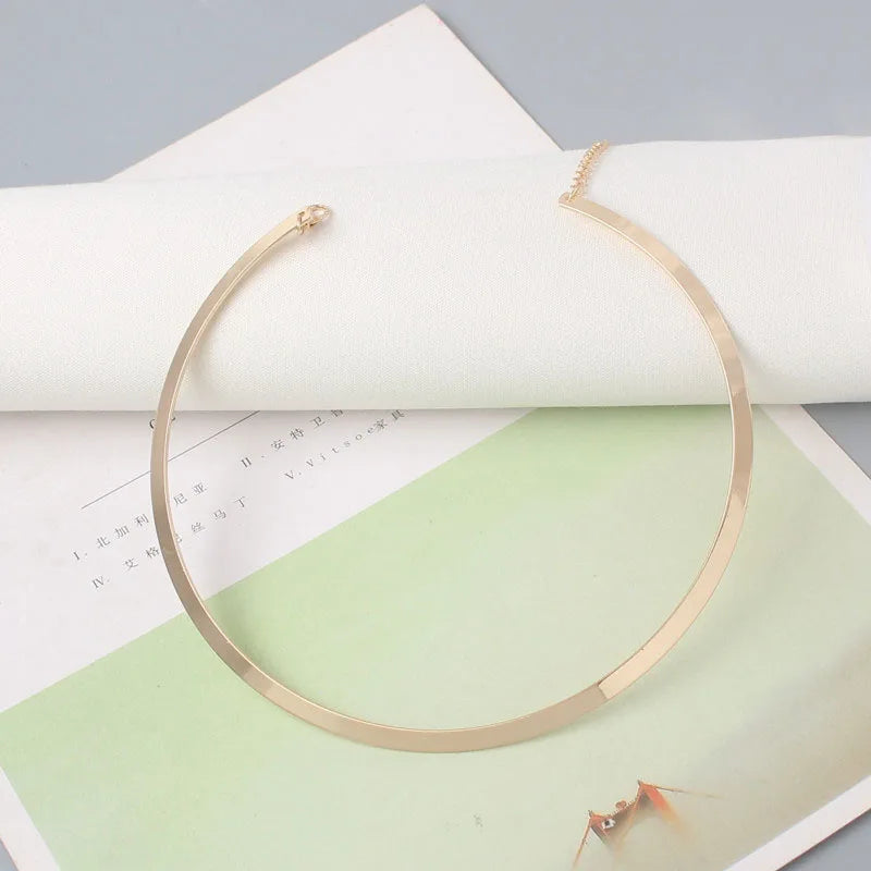 Punk Torques Colar for Women Personality Choker Necklace Circular Punk Collares Necklace Gothic Jewelry Gold Color Bijoux