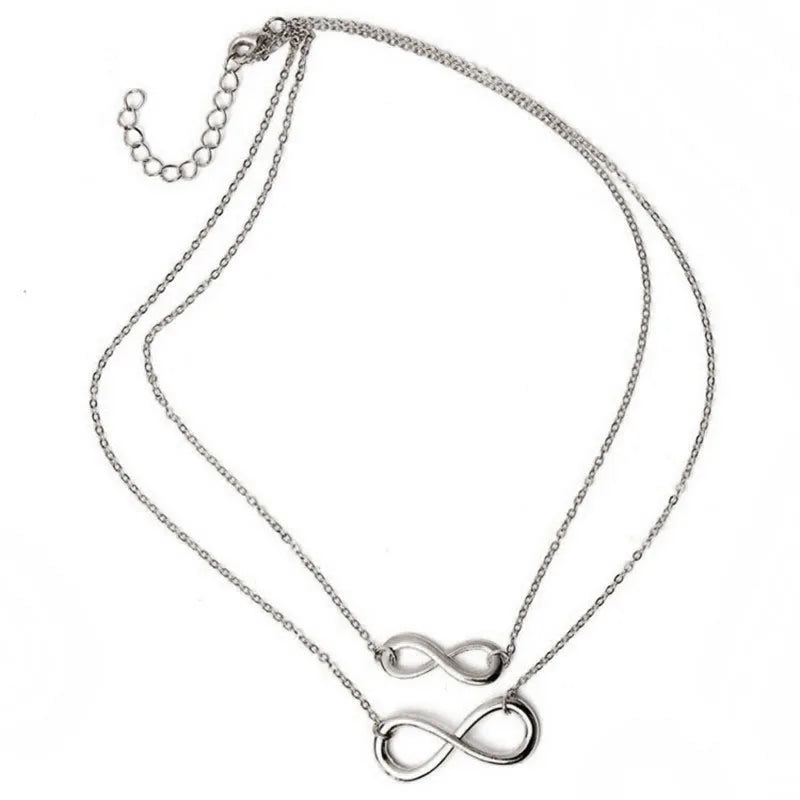 New Gros Collier Femme Multi Layer Necklace Chain Bisuteria Mujer Double Infinity Necklaces Pendants Fashion Neck Jewelry
