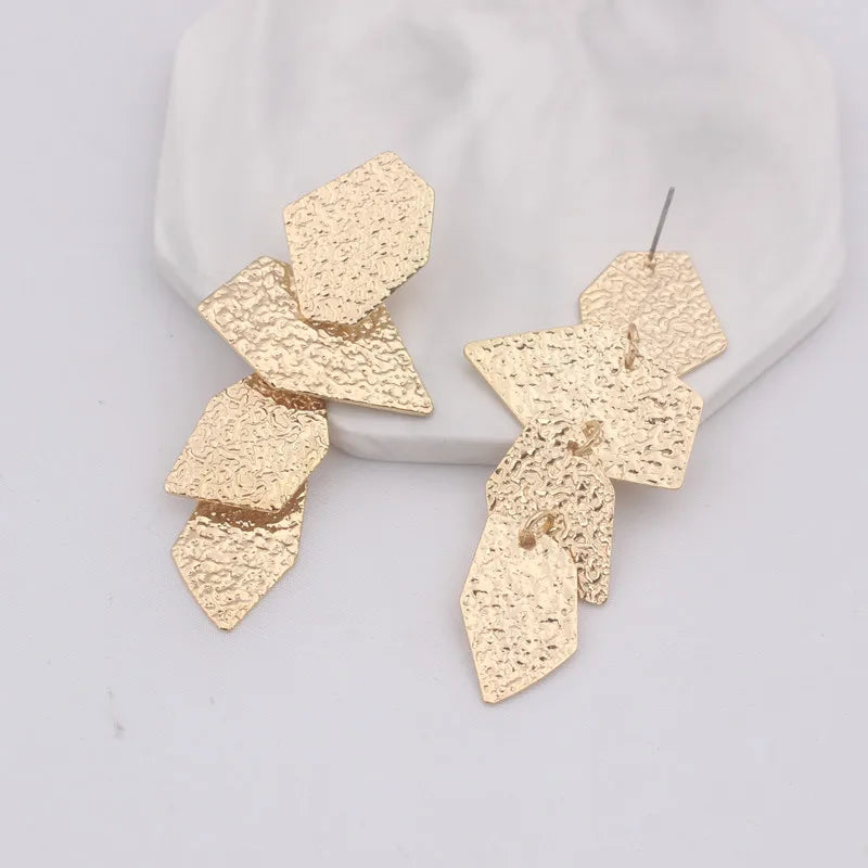 Big Exaggerated Metal Geometric Dangle Earrings For Women Irregular Multi-layer Texture Earrings Jewelry Fashion Accessories