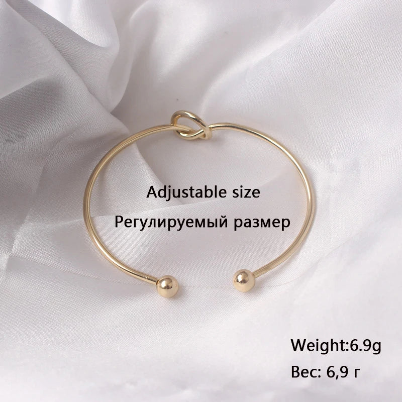 New Open Cuff Women's Bangles Gold Color Kont Design Bracelets on Hand Punk Personality Metal Bangles Hand Decoration Wholesale