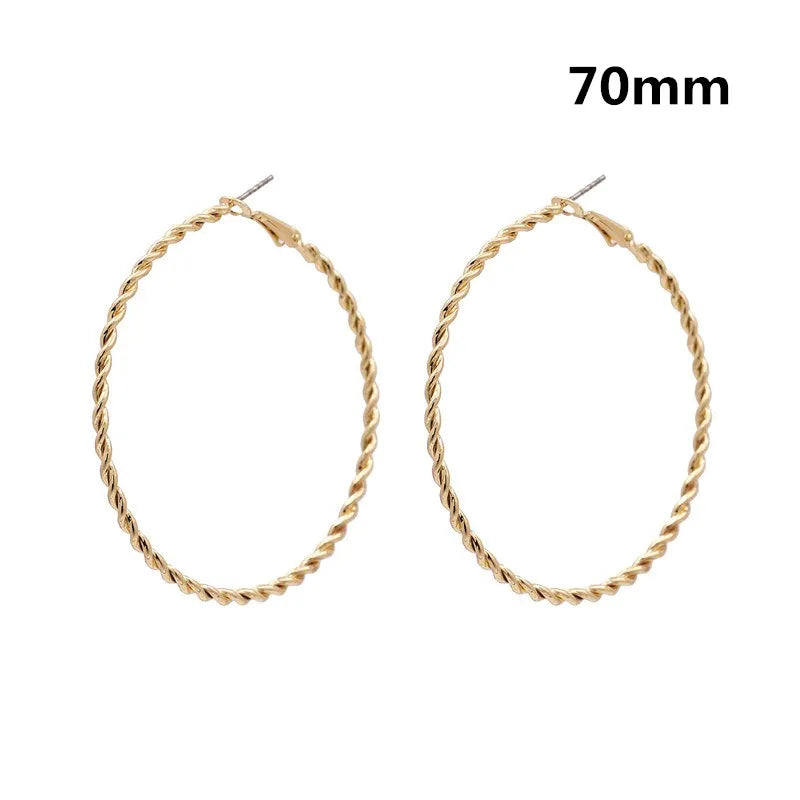 New Hoop Earrings 40mm 60mm 70mm Big Smooth Circle Earrings Basketball Brincos Loop Earrings for Women Jewelry Oorbellen