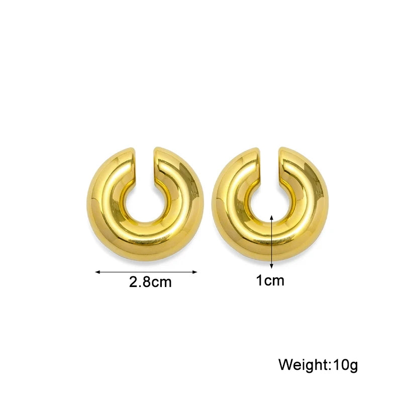 2024 New Fake Metal C-shaped Ear Clips for Women Open Ear Cuff without Piercing Hiphop Women's Clip Earringsboucle oreille femme