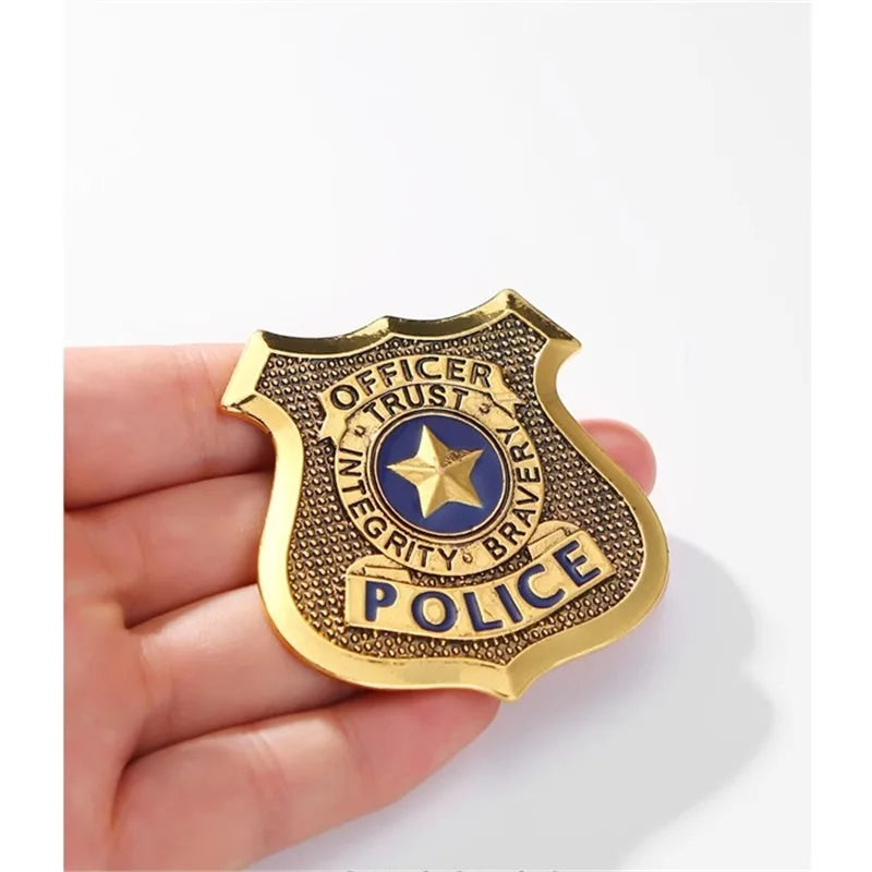 Police Badge Women's Brooch Anqituqe Gold Color Metal Pins Anime Fashion Trend Brooches for Clothing Unisex Enamel Brooch