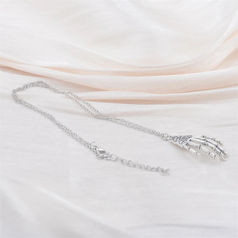 Black Faux Leather Velvet Chokers for Women Short Chain Small Necklaces Punk Skeleton Hand Pendants Collar Christmas Gifts