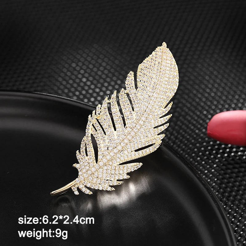27 Options Women's Brooches Red Black Enamel Heart Shape Crystal Feather Luxury Brooch for Clothing Fashion Clothes Accessories