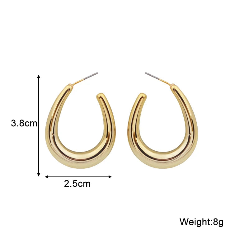 New Oval Women's Dangle Earrings Gold Color U Shaped Design Simple Metal Ear Accessories Water Drop Hanging Earrings 2026 new