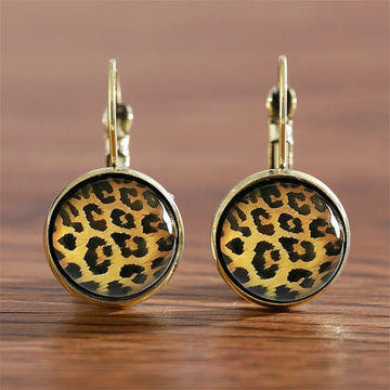 Leopard Print Women's Stud Earrings Small Round Ear Buckle Vintage Design Unusual Earrings 2025 trend new Lovely Ear Accessories