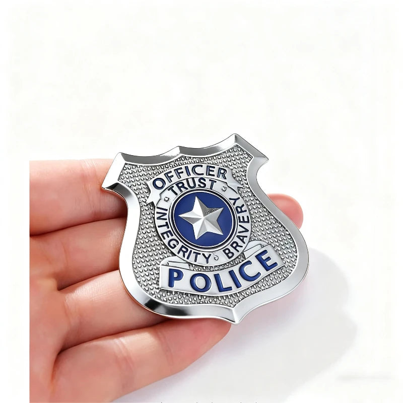Police Badge Women's Brooch Anqituqe Gold Color Metal Pins Anime Fashion Trend Brooches for Clothing Unisex Enamel Brooch