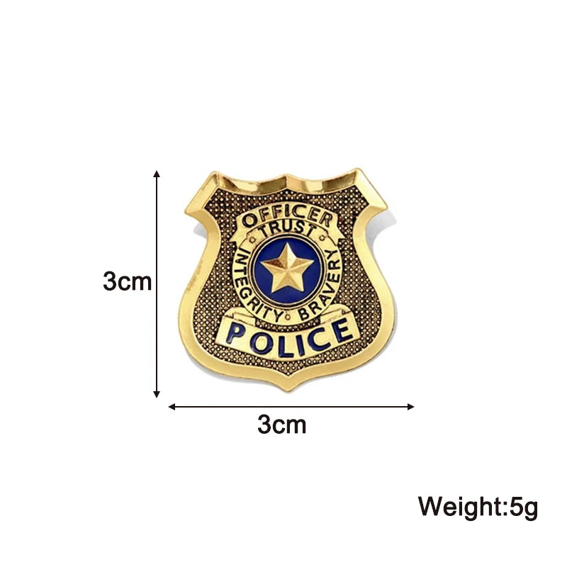Police Badge Women's Brooch Anqituqe Gold Color Metal Pins Anime Fashion Trend Brooches for Clothing Unisex Enamel Brooch