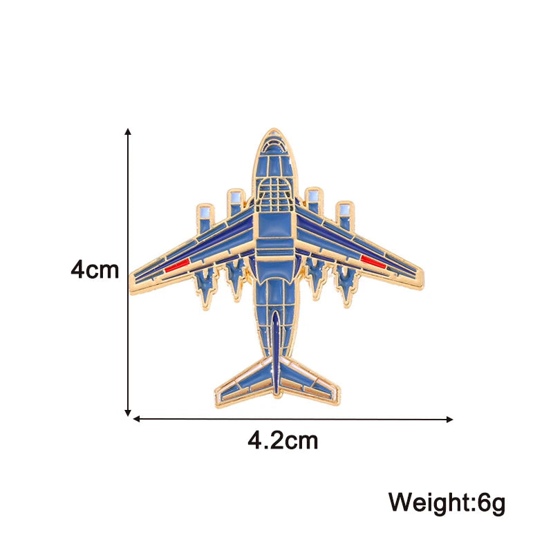 Blue Navy Enamel Womens's Brooches Airplane Shape Black Color Glazed Brooch for Clothing Unisex Clothes Pins Fashion Jewelry