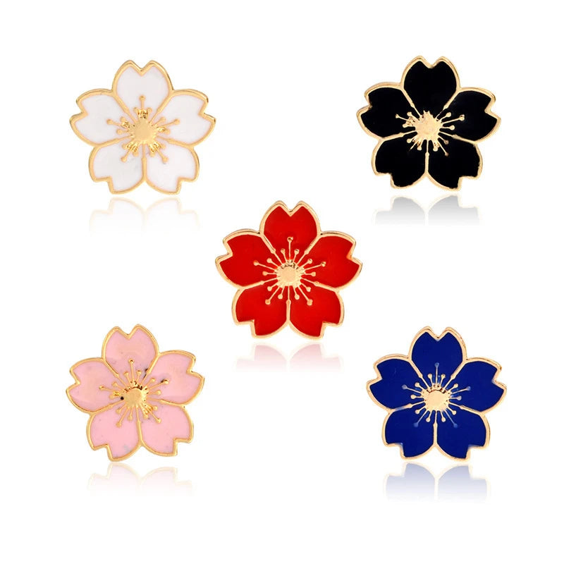 2025 new Sweet Cherry Blossom Brooch Enamel Pin Flower Collar Pin Badges Brooches Clothing Bags Accessories Female Women Jewelry